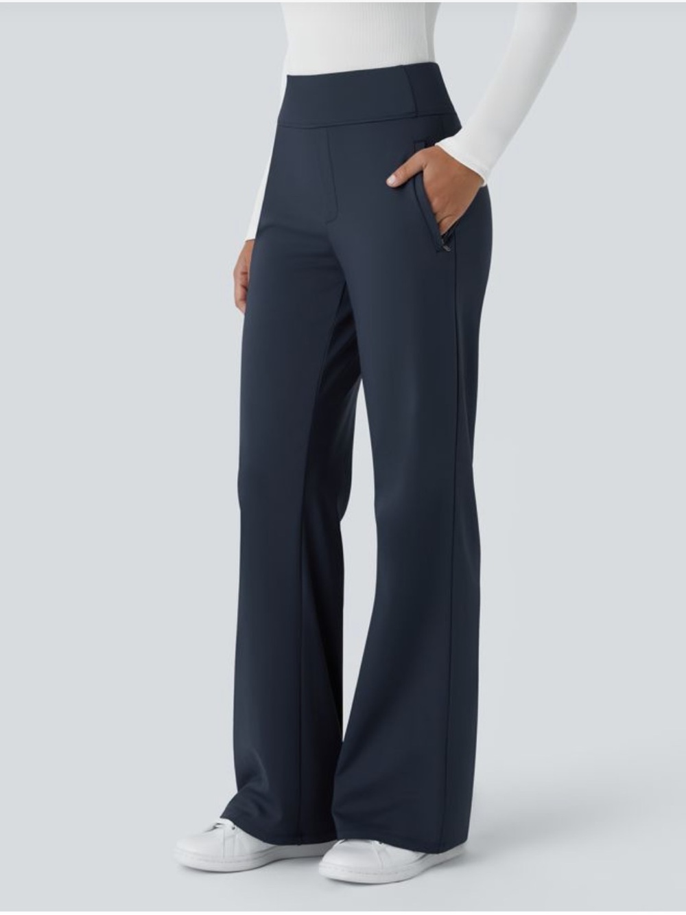 NEW Halara Flex™ DayStretch Mid Rise Side Zipper Pocket Work Flare Pants